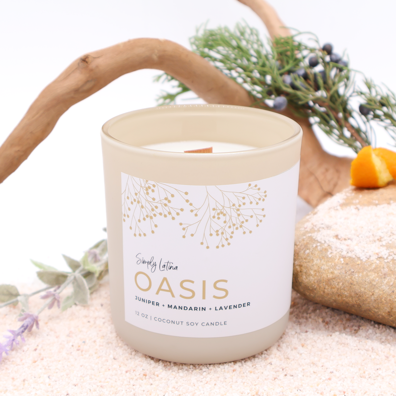 Oasis, Pure Soy 4 oz or 8 oz Candle Jar with Lid, lime, citron & coconut