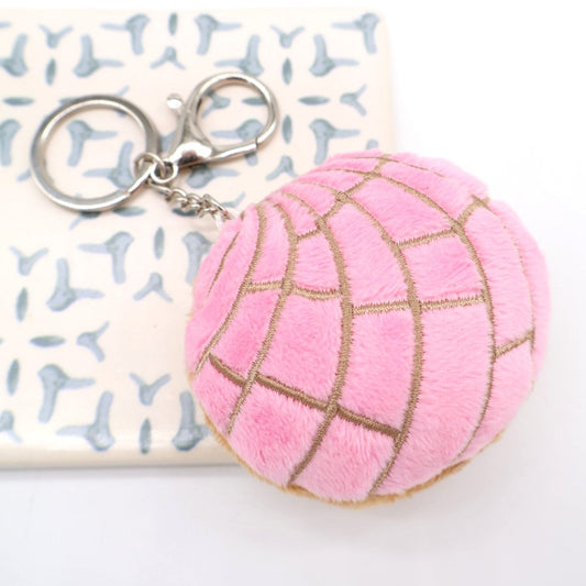 Pink Concha Pan Dulce Plush Keychain