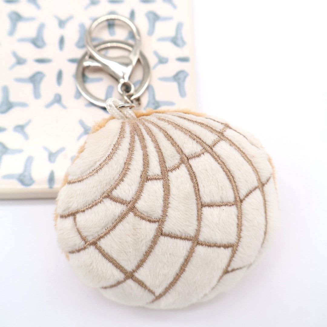 White Concha Pan Dulce Plush Keychain